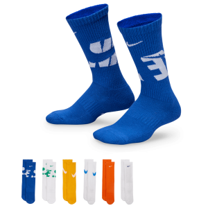 Nike Everyday Cushion Crew Socks 6 Pack - Boys' Grade School - White/Game Royal/Safety Orange