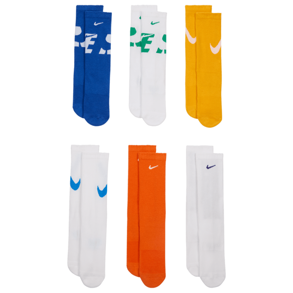Nike Everyday Cushion Crew Socks 6 Pack - Boys' Grade School - White/Game Royal/Safety Orange - Image 2