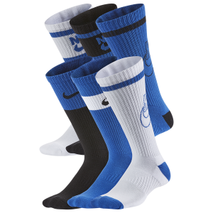 Nike 6 Pack Cushioned Crew Socks - Boys' Grade School - White/Black/Blue