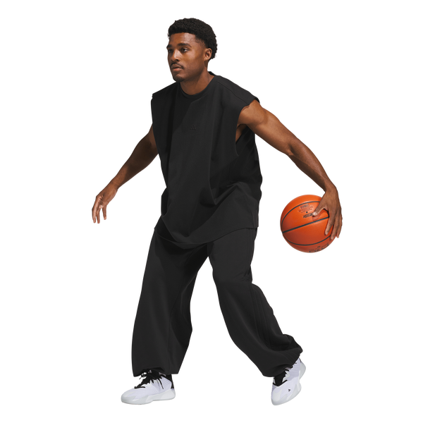adidas Basketball Fleece 3-Stripe Pants - Men's - Black - Image 5