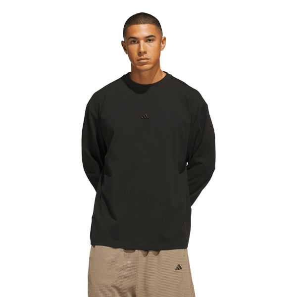 adidas Basketball Single Jersey Long Sleeve T-Shirt - Men's - Black
