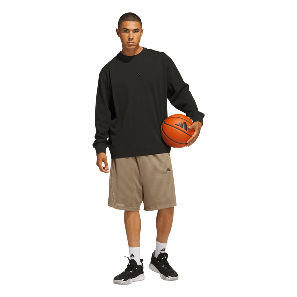 adidas Basketball Single Jersey Long Sleeve T-Shirt - Men's - Black - Image 5