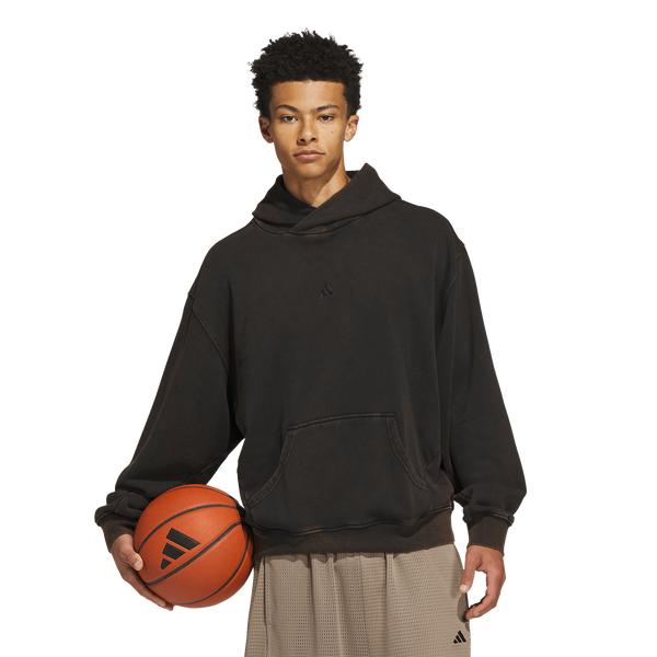 adidas Basketball Washed Fleece Hoodie - Men's - Black