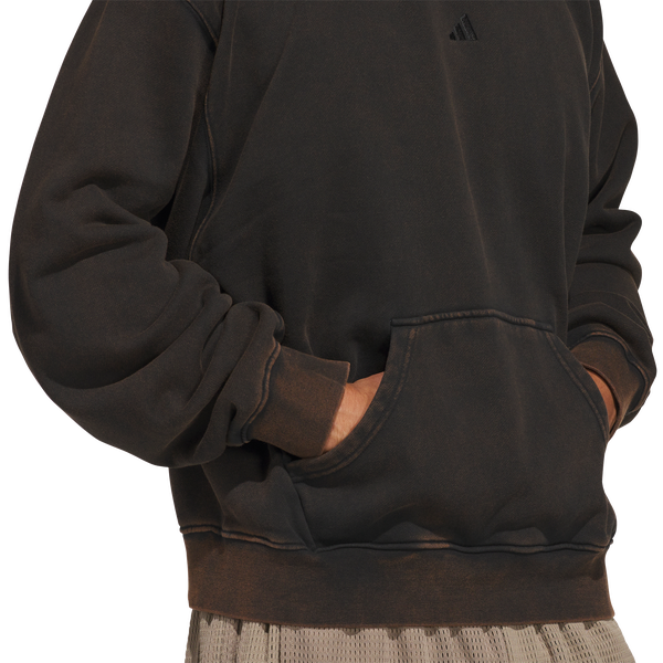 adidas Basketball Washed Fleece Hoodie - Men's - Black - Image 4