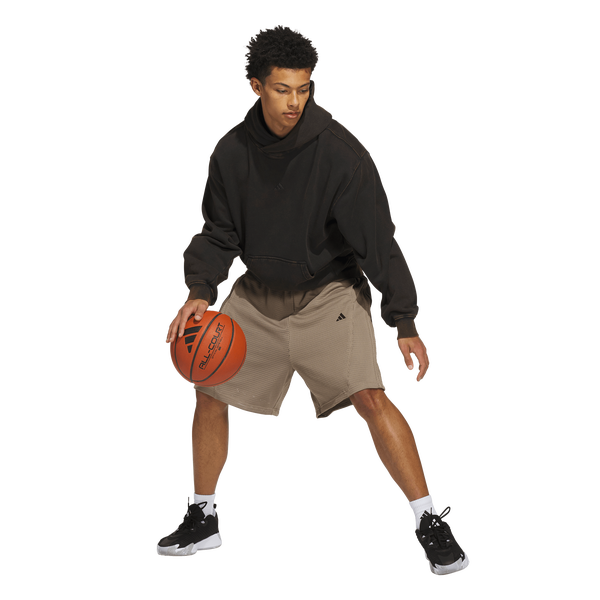 adidas Basketball Washed Fleece Hoodie - Men's - Black - Image 5