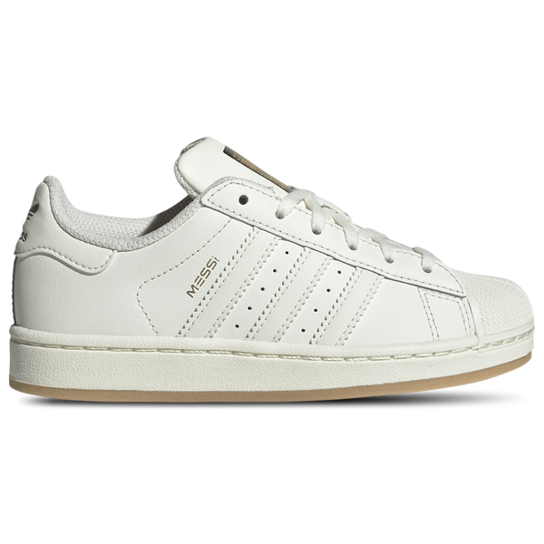 adidas Superstar Messi - Boys' Preschool - Ivory/Ivory/Gold Metallic
