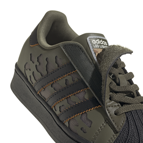adidas Originals Superstar Led Lights Elastic Lace - Boys' Preschool - Silver Pebble/Olive Strata/Core Black - Image 8