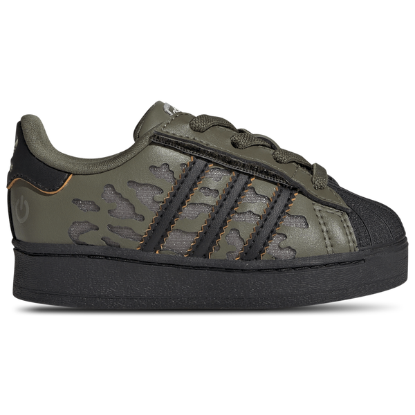 adidas Originals Superstar LED Lights Elastic Lace - Boys' Toddler - Silver Pebble/Olive Strata/Core Black