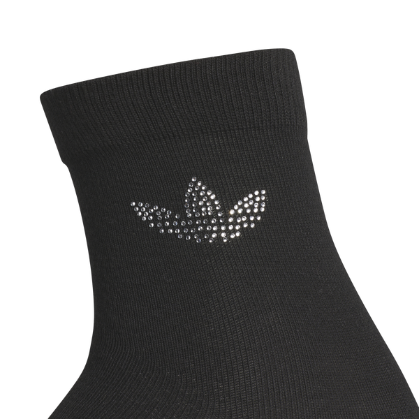 adidas Originals Rhinestone 2 Pack HI Quarter Socks - Women's - Black/White - Image 2