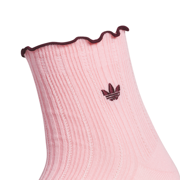 adidas Originals Vday Ruffle Quarter Socks - Youth - Pink Spark/Shadow Red/Off White - Image 2