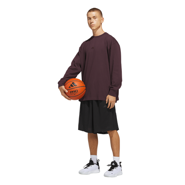 adidas Basketball Single Jersey Long Sleeve T-Shirt - Men's - Shadow Maroon - Image 5