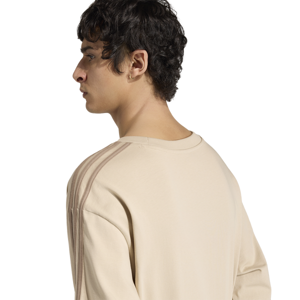 adidas 3 Stripe Oversized T-Shirt - Men's - Beige - Image 3
