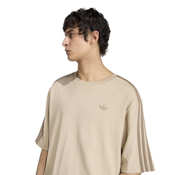 adidas 3 Stripe Oversized T-Shirt - Men's - Beige - Image 4