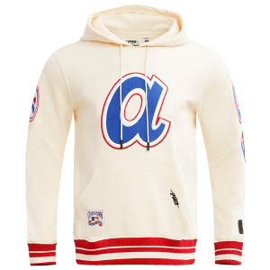 Pro Standard Atlanta Braves Retro Classic Fleece PO Hoodie - Men's - Eggshell/Red
