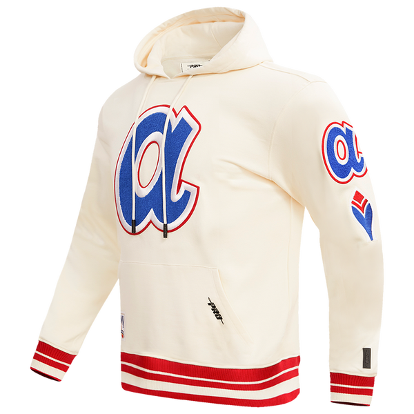 Pro Standard Atlanta Braves Retro Classic Fleece PO Hoodie - Men's - Eggshell/Red - Image 3