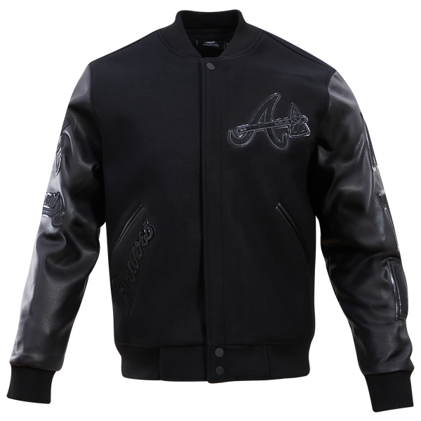 Pro Standard Atlanta Braves Triple Black Wool Varsity Jacket - Men's