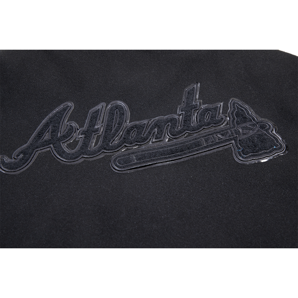 Pro Standard Atlanta Braves Triple Black Wool Varsity Jacket - Men's - Image 6