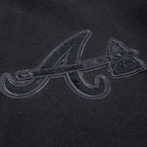 Pro Standard Atlanta Braves Triple Black Wool Varsity Jacket - Men's - Image 7