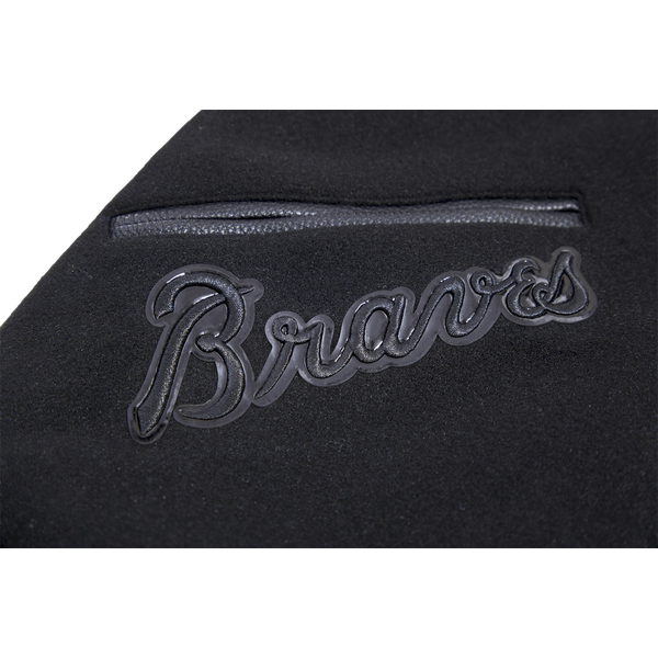Pro Standard Atlanta Braves Triple Black Wool Varsity Jacket - Men's - Image 8