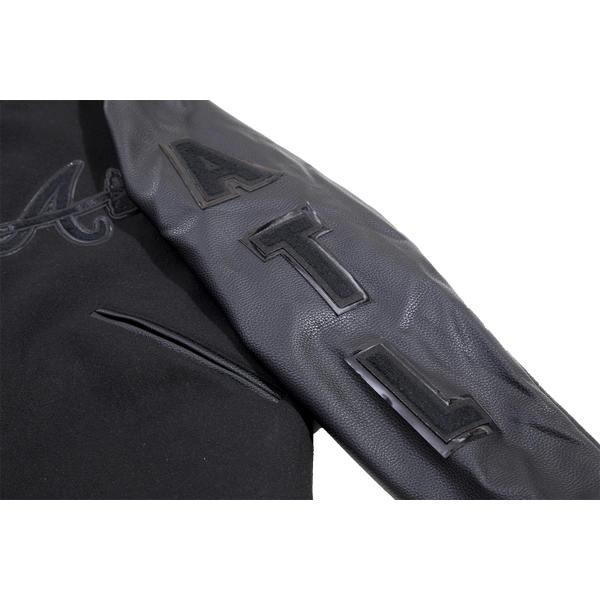Pro Standard Atlanta Braves Triple Black Wool Varsity Jacket - Men's - Image 9