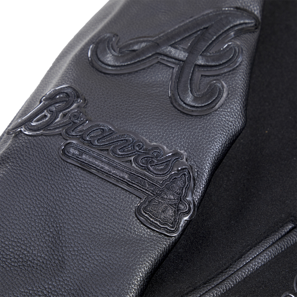Pro Standard Atlanta Braves Triple Black Wool Varsity Jacket - Men's - Image 10