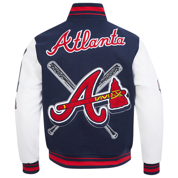Pro Standard Atlanta Braves Mash Up Rib Wool Varsity Jacket - Men's - Midnight Navy/Red/Midnight Navy - Image 2