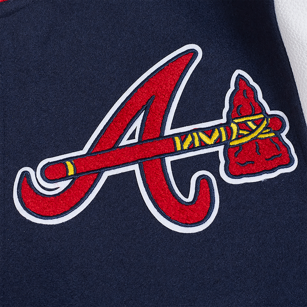 Pro Standard Atlanta Braves Mash Up Rib Wool Varsity Jacket - Men's - Midnight Navy/Red/Midnight Navy - Image 6
