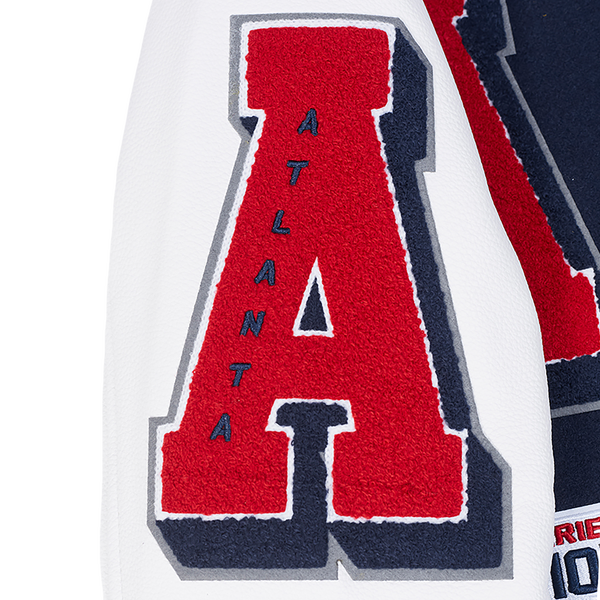 Pro Standard Atlanta Braves Mash Up Rib Wool Varsity Jacket - Men's - Midnight Navy/Red/Midnight Navy - Image 9