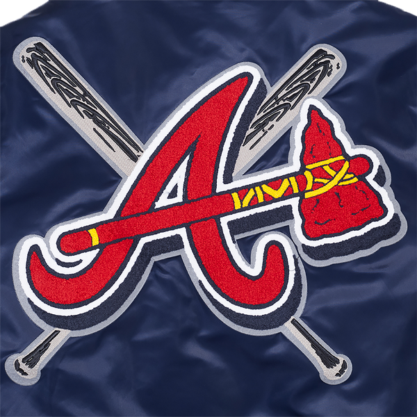 Pro Standard Atlanta Braves Mash Up Rib Satin Jacket - Men's - Midnight Navy/Red/Midnight Navy - Image 5