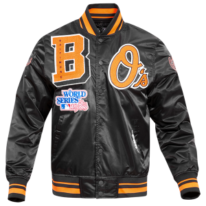Pro Standard Baltimore Orioles Mash Up Rib Satin Jacket - Men's - Black/Orange