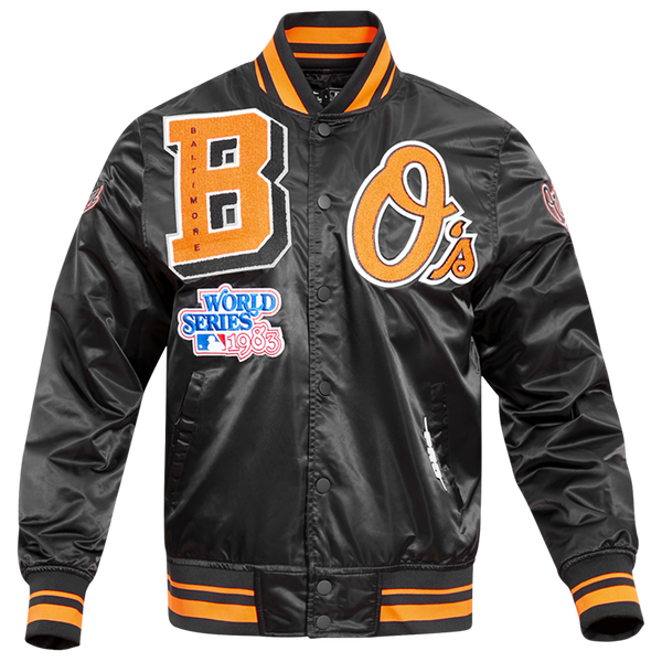 Pro Standard Baltimore Orioles Mash Up Rib Satin Jacket - Men's - Black/Orange