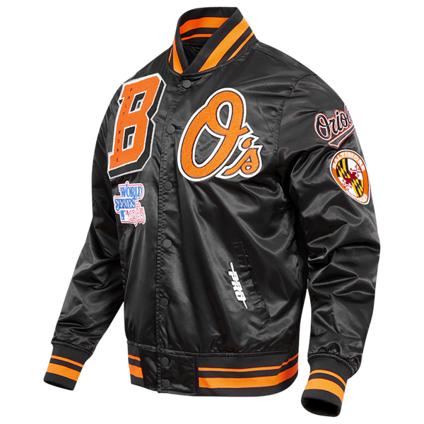Pro Standard Baltimore Orioles Mash Up Rib Satin Jacket - Men's - Black/Orange - Image 3