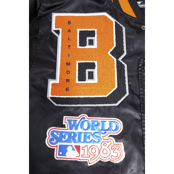 Pro Standard Baltimore Orioles Mash Up Rib Satin Jacket - Men's - Black/Orange - Image 8