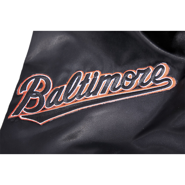 Pro Standard Baltimore Orioles Mash Up Rib Satin Jacket - Men's - Black/Orange - Image 10