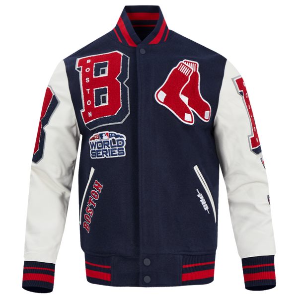 Pro Standard Boston Red Sox Mash Up Rib Wool Varsity Jacket - Men's - Midnight Navy/Red/Midnight Navy