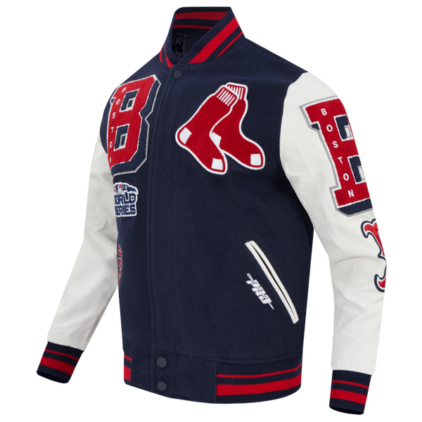 Pro Standard Boston Red Sox Mash Up Rib Wool Varsity Jacket - Men's - Midnight Navy/Red/Midnight Navy - Image 3