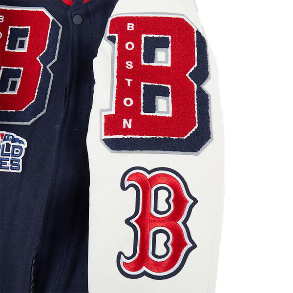 Pro Standard Boston Red Sox Mash Up Rib Wool Varsity Jacket - Men's - Midnight Navy/Red/Midnight Navy - Image 7