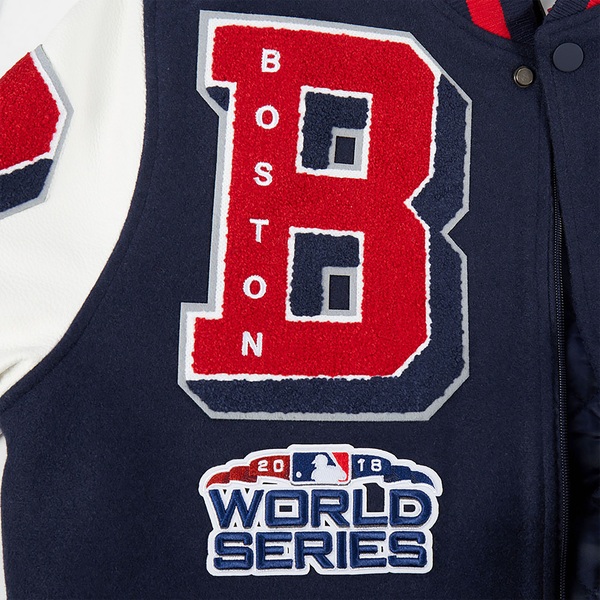 Pro Standard Boston Red Sox Mash Up Rib Wool Varsity Jacket - Men's - Midnight Navy/Red/Midnight Navy - Image 9