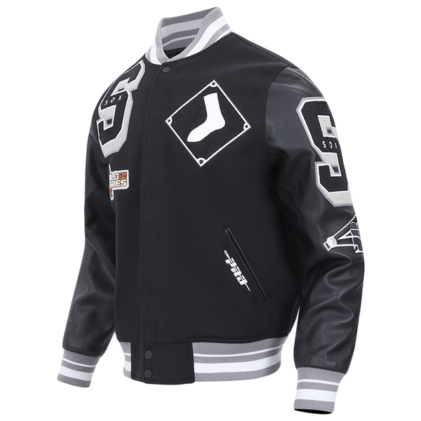 Pro Standard Chicago White Sox Mash Up Wool Varsity Jacket - Men's - Black/Gray - Image 3