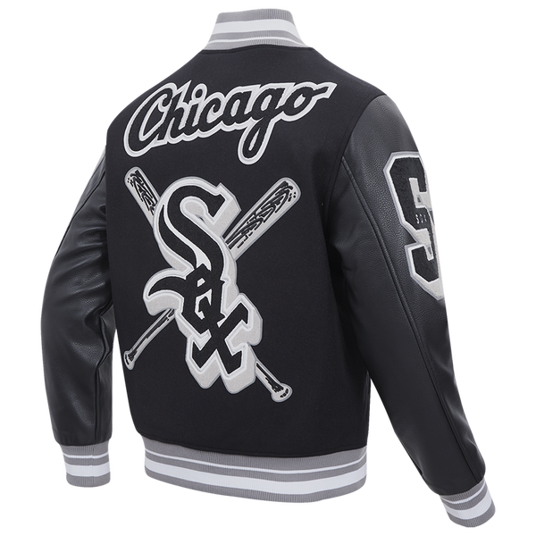 Pro Standard Chicago White Sox Mash Up Wool Varsity Jacket - Men's - Black/Gray - Image 4