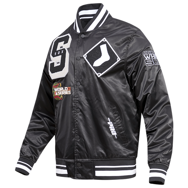 Pro Standard Chicago White Sox Mash Up Rib Satin Jacket - Men's - Black/Gray - Image 3
