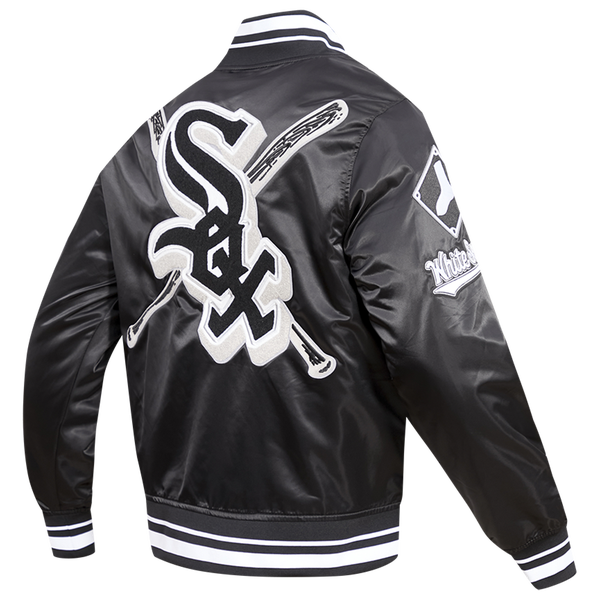 Pro Standard Chicago White Sox Mash Up Rib Satin Jacket - Men's - Black/Gray - Image 4