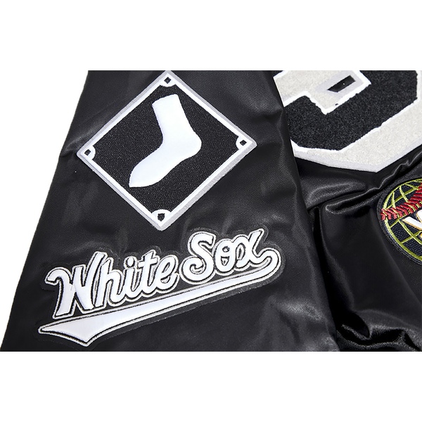Pro Standard Chicago White Sox Mash Up Rib Satin Jacket - Men's - Black/Gray - Image 6