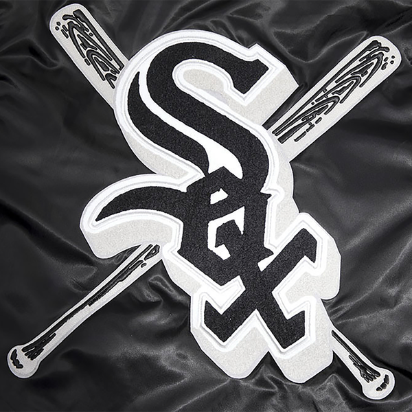 Pro Standard Chicago White Sox Mash Up Rib Satin Jacket - Men's - Black/Gray - Image 8