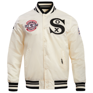 Pro Standard Chicago White Sox Retro Classic Rib Satin Jacket - Men's - Eggshell/Black