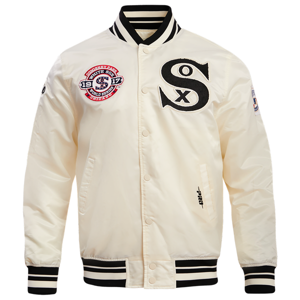 Pro Standard Chicago White Sox Retro Classic Rib Satin Jacket - Men's - Eggshell/Black