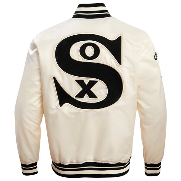 Pro Standard Chicago White Sox Retro Classic Rib Satin Jacket - Men's - Eggshell/Black - Image 2