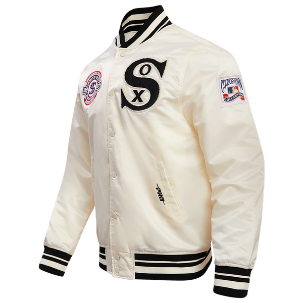 Pro Standard Chicago White Sox Retro Classic Rib Satin Jacket - Men's - Eggshell/Black - Image 3