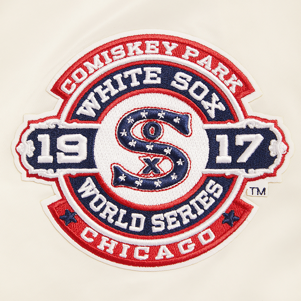 Pro Standard Chicago White Sox Retro Classic Rib Satin Jacket - Men's - Eggshell/Black - Image 6