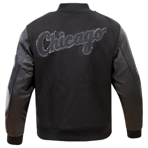 Pro Standard Chicago White Sox Triple Black Wool Varsity Jckt - Men's - Image 2